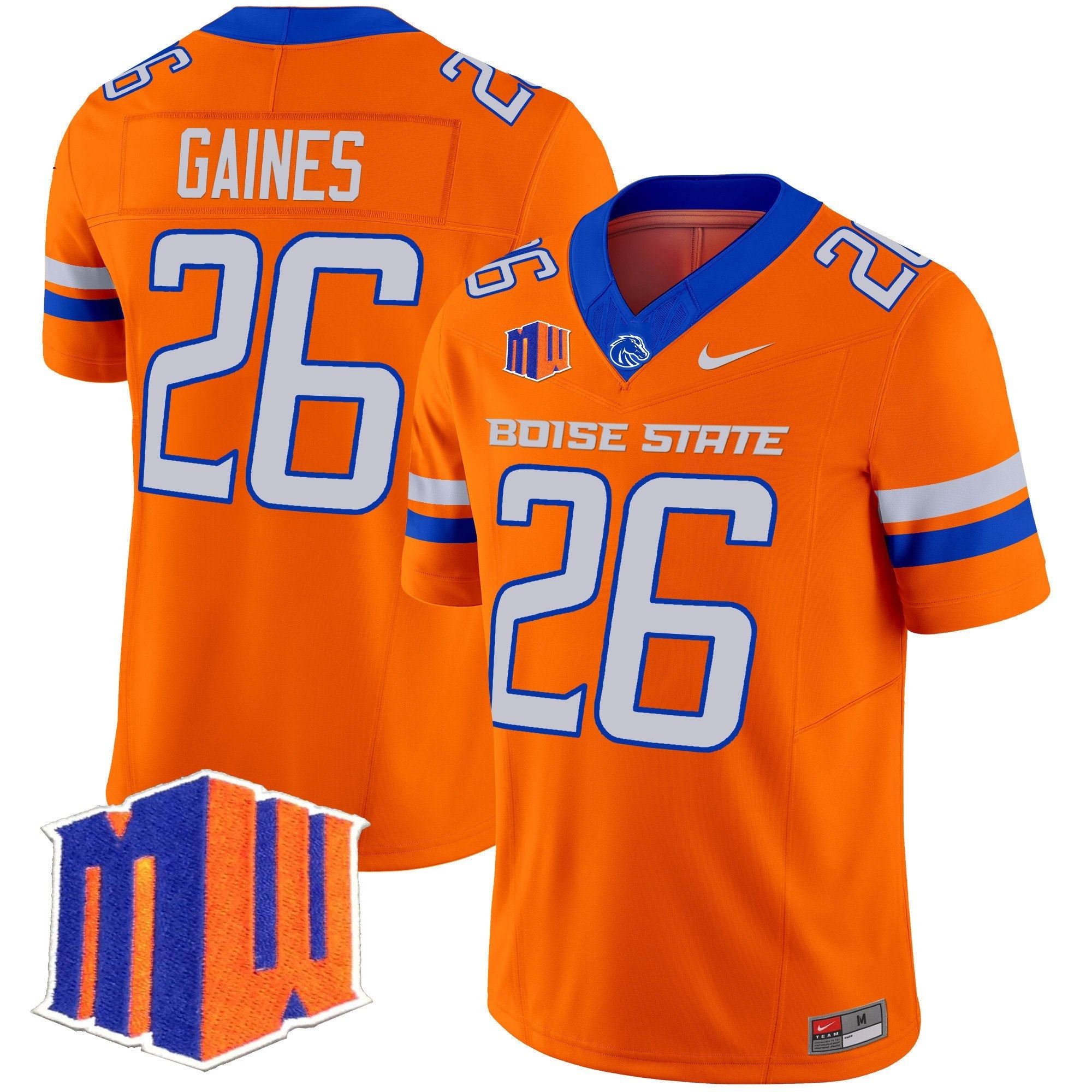 Sire Gaines Jersey #26 Boise State Broncos 2025 Vapor Stitched Orange