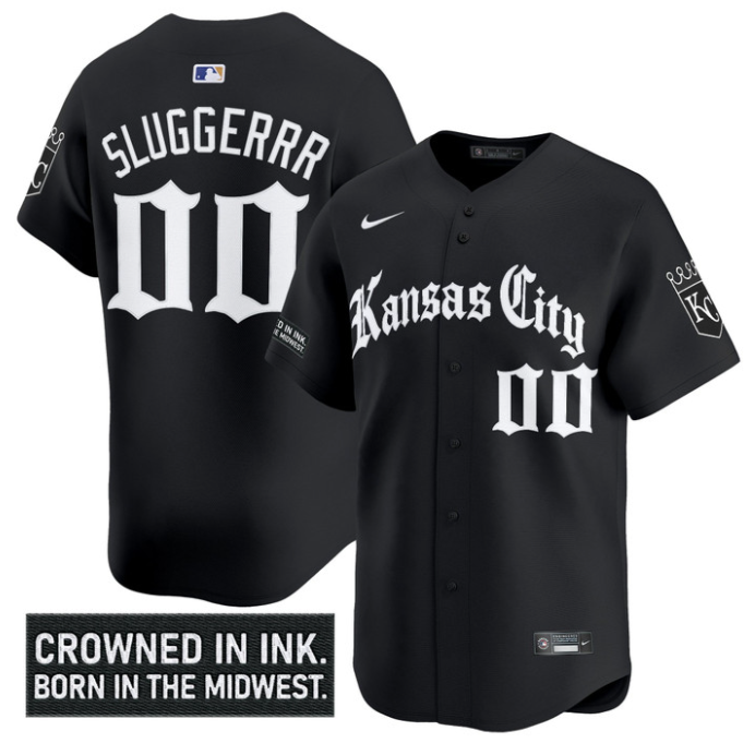 Sluggerrr Jersey #00 Kansas City Royals Gothic Crown Edition Vapor Stitched Black