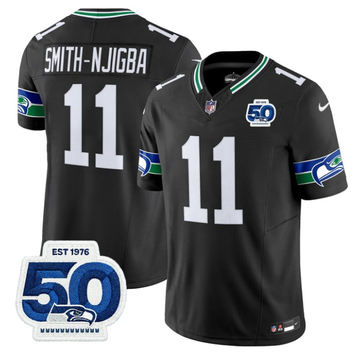 Smith-Njigba Jersey #11 Throwback 50th Anniversary Patch Stitched