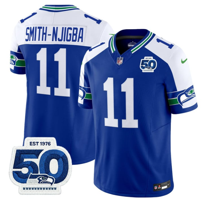 Smith-Njigba Jersey #11 Throwback 50th Anniversary Patch Stitched