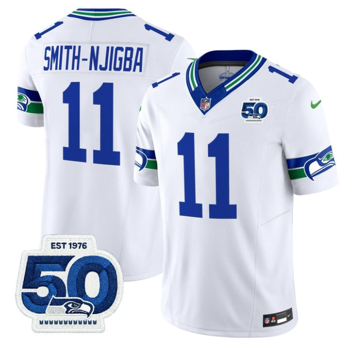 Smith-Njigba Jersey #11 Throwback 50th Anniversary Patch Stitched