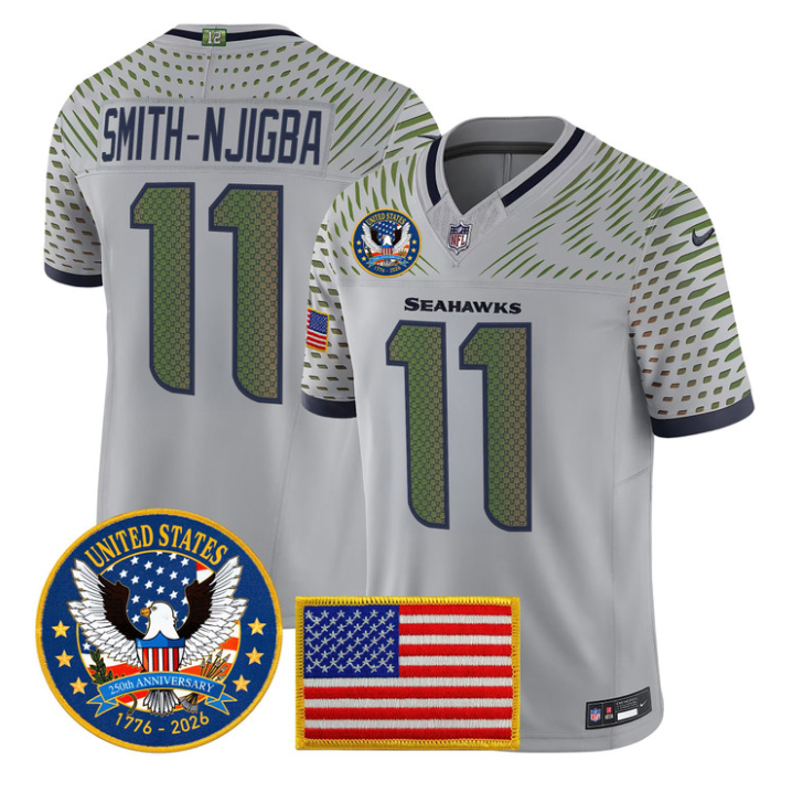 Smith-Njigba Jersey #11 United States 250th Anniversary Patch Stitched