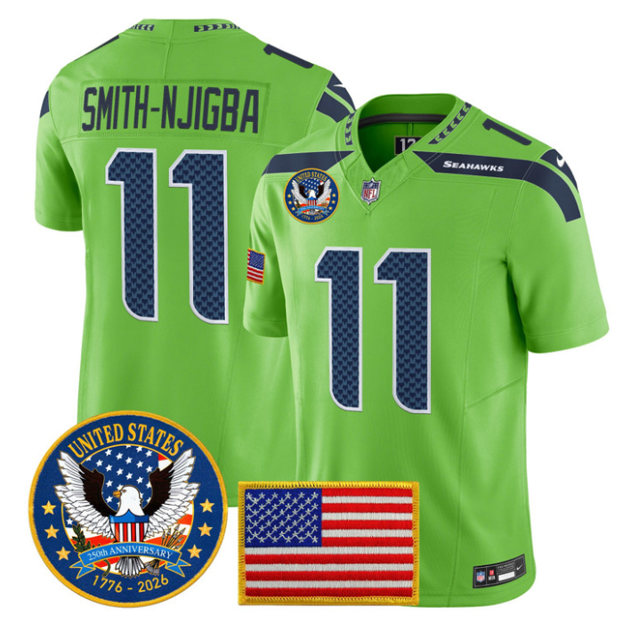 Smith-Njigba Jersey #11 United States 250th Anniversary Patch Stitched