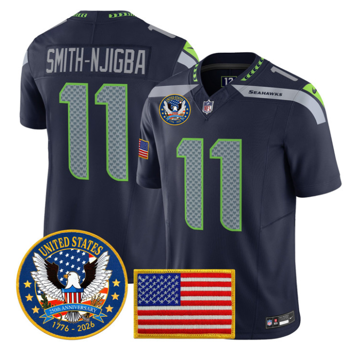 Smith-Njigba Jersey #11 United States 250th Anniversary Patch Stitched