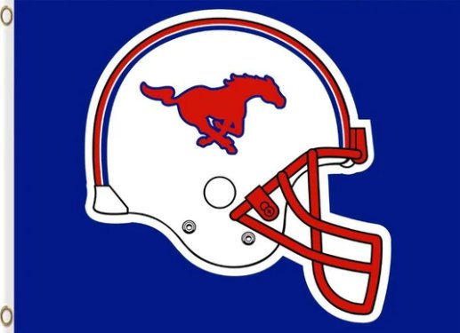 Southern Methodist Mustangs Helmet Flag 3X5ft Banner Polyester with 2 Brass Grommets