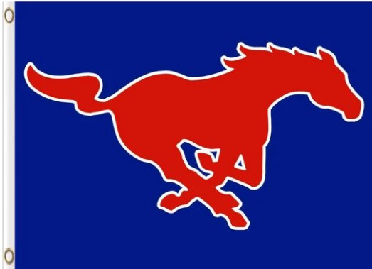 Southern Methodist Mustangs USA Flag 3X5ft Banner Polyester with 2 Brass Grommets