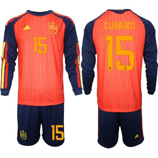 Spain #15 CUMARSI Jersey National Team x World Cup 2026 Long Sleeve Home Red On Field Soccer