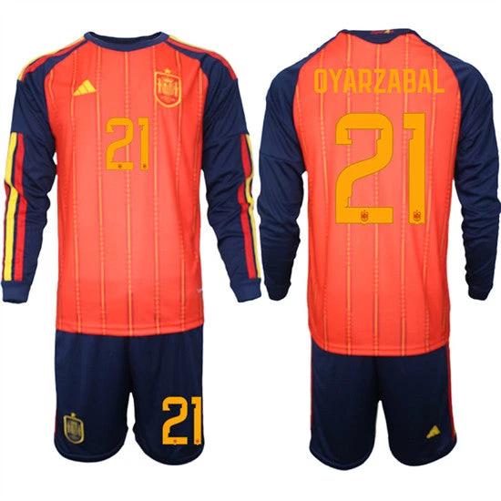 Spain #21 OYARZABAL Jersey National Team x World Cup 2026 Long Sleeve Home Red On Field Soccer