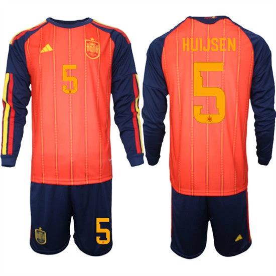 Spain #5 HUIJSEN Jersey National Team x World Cup 2026 Long Sleeve Home Red On Field Soccer