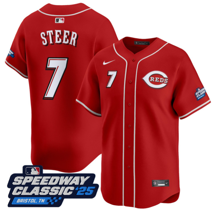 Spencer Steer Jersey #7 Cincinnati Reds Speedway Classic Limited Stitched Red