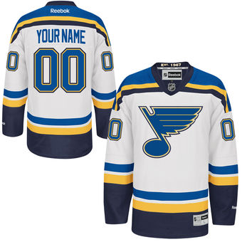 St. Louis Blues Reebok White Premier Away Custom Jersey