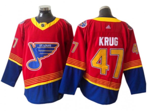St. Louis Blues #47 Torey Krug Red 2020&21 Reverse Retro Jersey