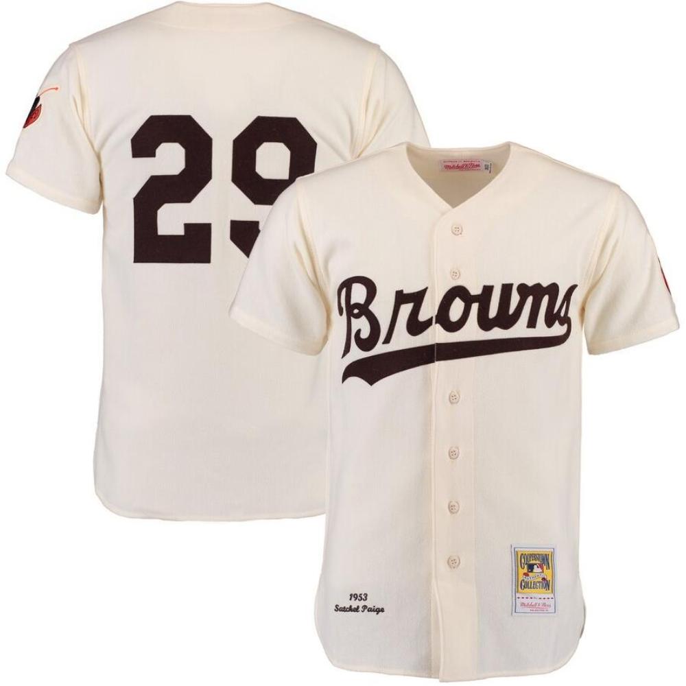 St. Louis Browns Satchel Paige Cream 1953 Throwback Jersey