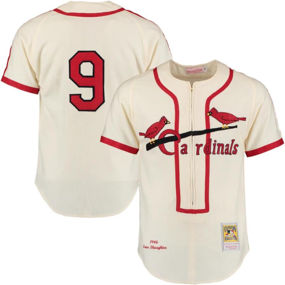 St. Louis Cardinals Enos Slaughter Cream 1946 Throwback Jersey
