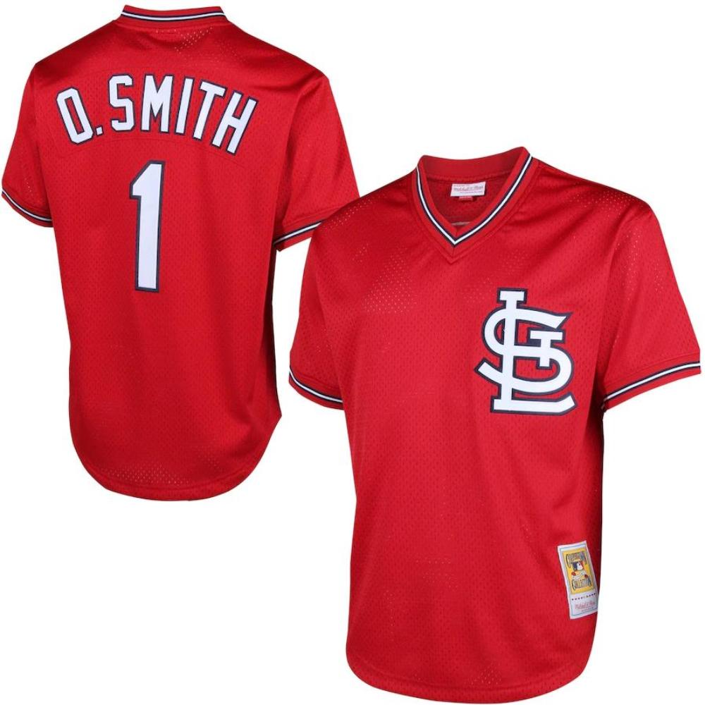 St. Louis Cardinals Ozzie Smith Red Throwback Mesh Pullover Jersey