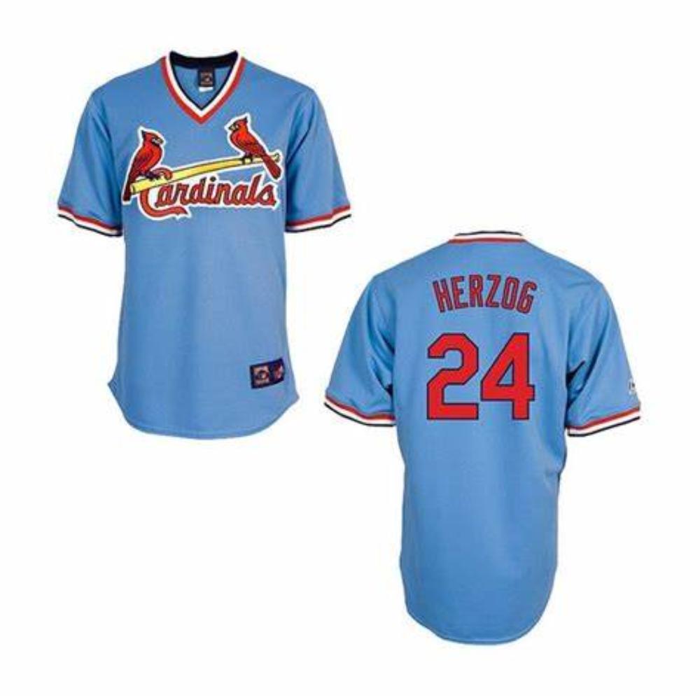 St. Louis Cardinals Whitey Herzog Blue Throwback Pullover Jersey