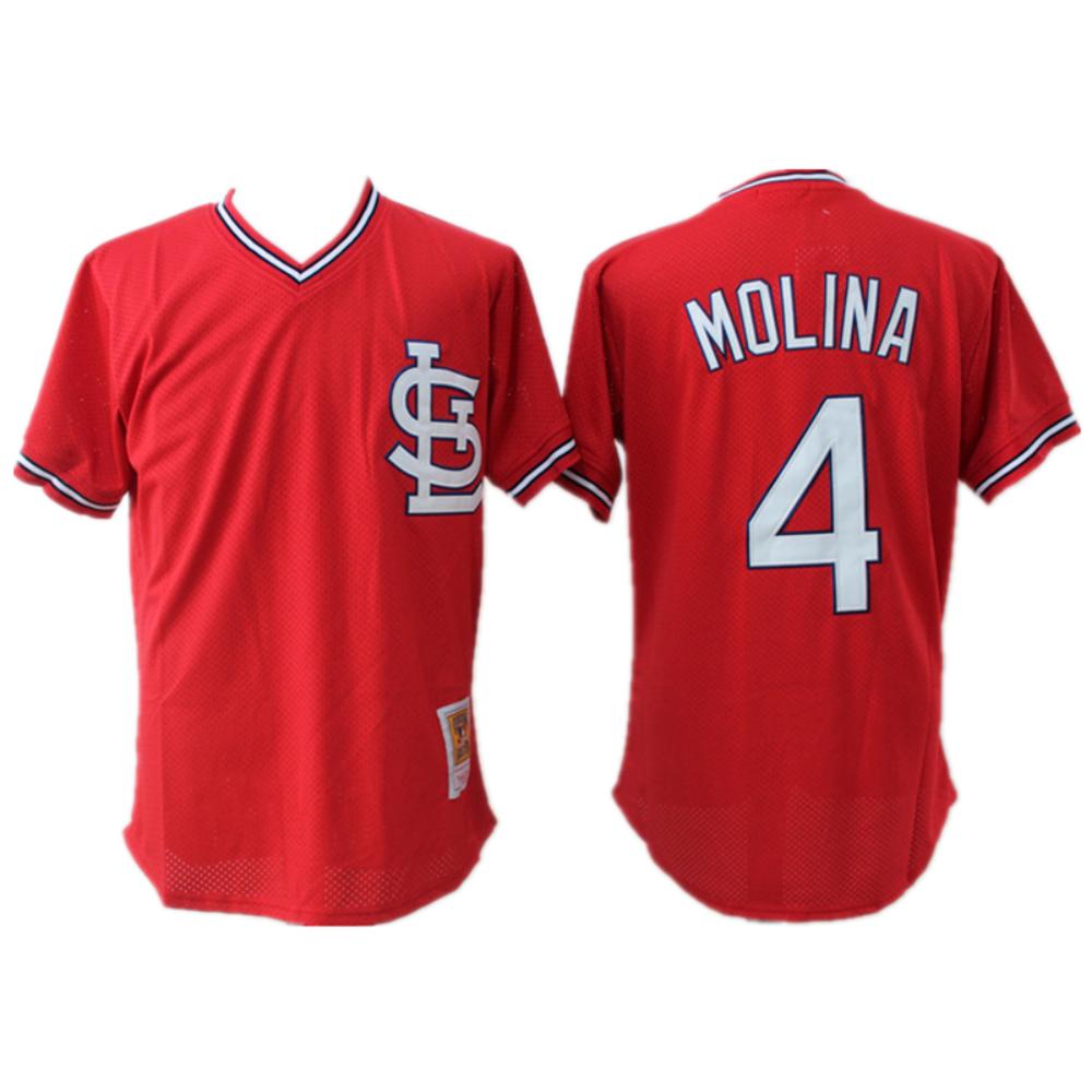 St. Louis Cardinals Yadier Molina Red Throwback Mesh Pullover Jersey