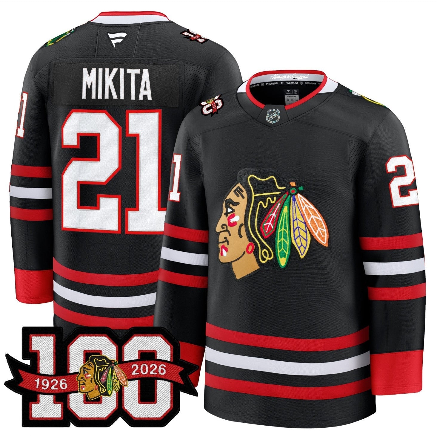 Stan Mikita Jersey #21 Chicago Blackhawks 2025-26 Premium 100th Stitched