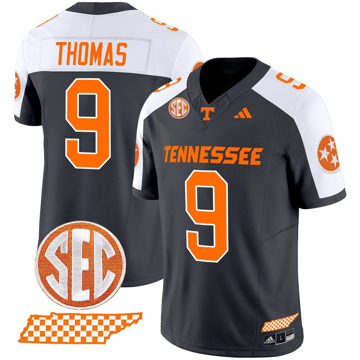 Star Thomas Jersey #9 Tennessee Vols Rebrand 2026 Checkerboard Grey Alter