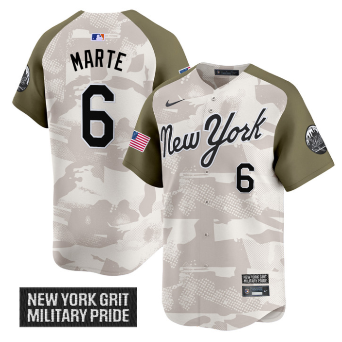 Starling Marte Jersey #6 New York Mets 2025 Armed Forces Day Vapor Stitched Alternate