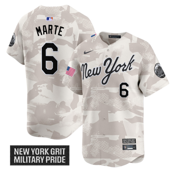 Starling Marte Jersey #6 New York Mets 2025 Armed Forces Day Vapor Stitched Camo