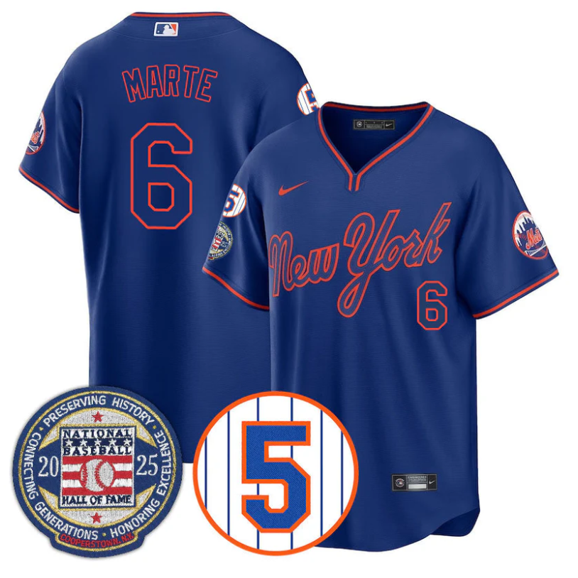 Starling Marte Jersey #6 New York Mets Hall of Fame Gold Stitched Alternate