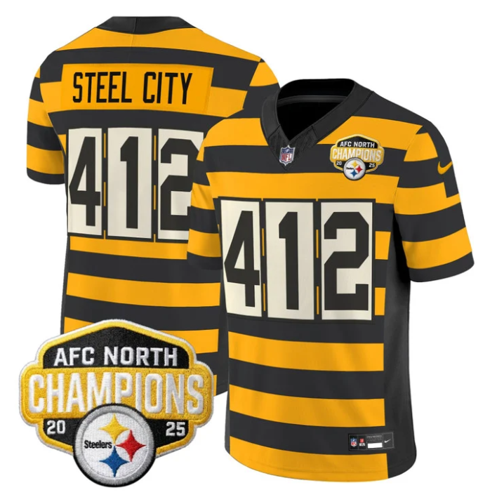 Steel City Jersey #412 AFC North Division Champions 2025 Stitched Bumblebee