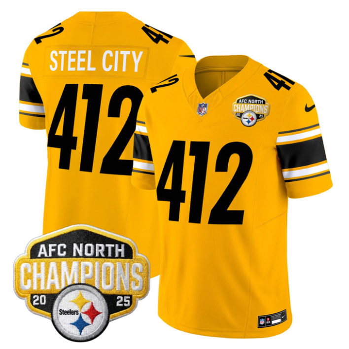 Steel City Jersey #412 AFC North Division Champions 2025 Stitched Gold