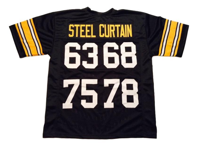 Steel Curtain CUSTOM STITCHED Unsigned Football Jersey Black