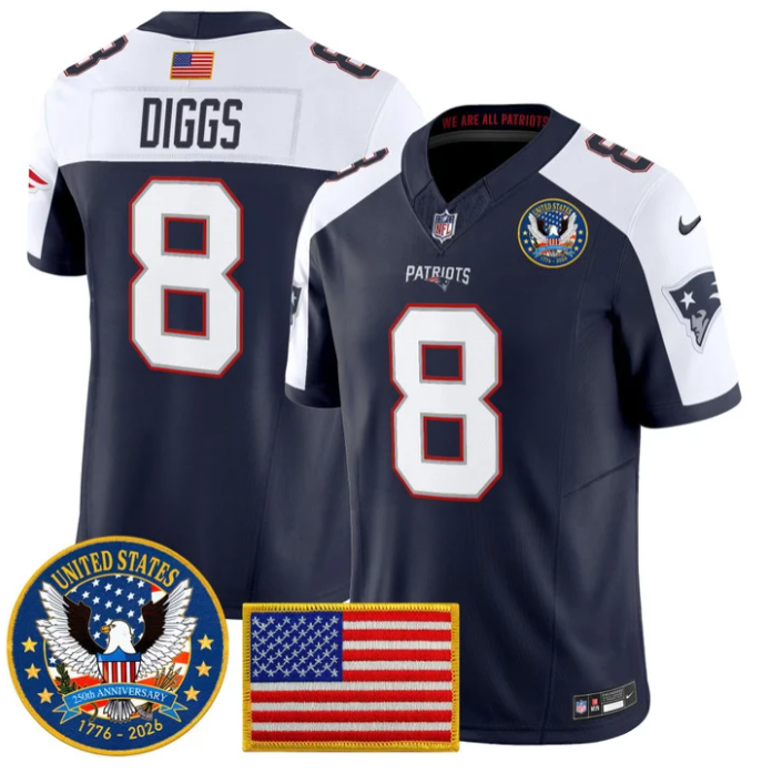 Stefon Diggs Jersey #8 United States 250th Anniversary Patch Stitched