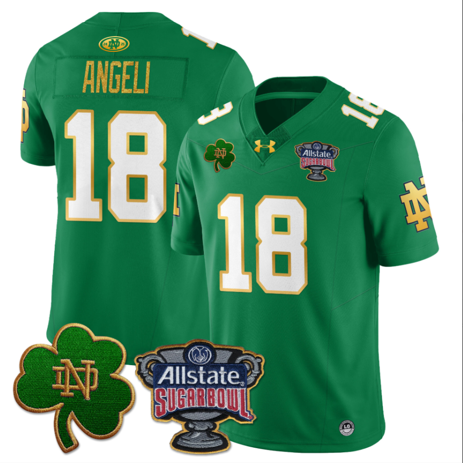 Steve Angeli Jersey #18 Notre Dame Fighting Irish Allstate Sugar Bowl Green