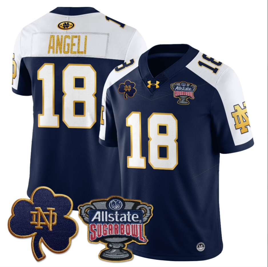 Steve Angeli Jersey #18 Notre Dame Fighting Irish Allstate Sugar Bowl Navy White