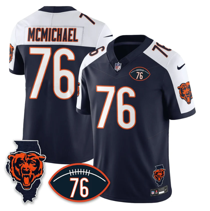 Steve McMichael Jersey #76 Honor Steve McMichael All Stitched Navy Alter