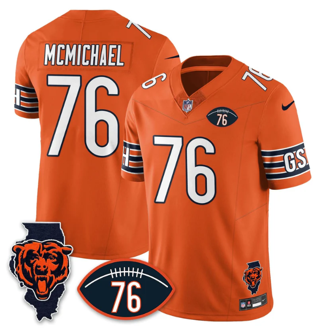 Steve McMichael Jersey #76 Honor Steve McMichael All Stitched Orange