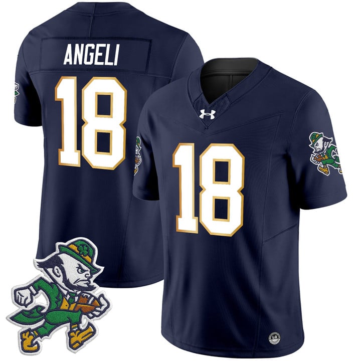 Steve Angeli Jersey #18 Notre Dame 2025 Gridiron Leprechaun Edition Navy