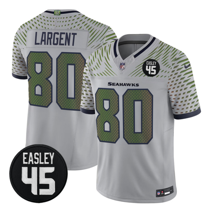 Steve Largent Jersey #80 Kenny Easley Memorial Patch Limited Stitched