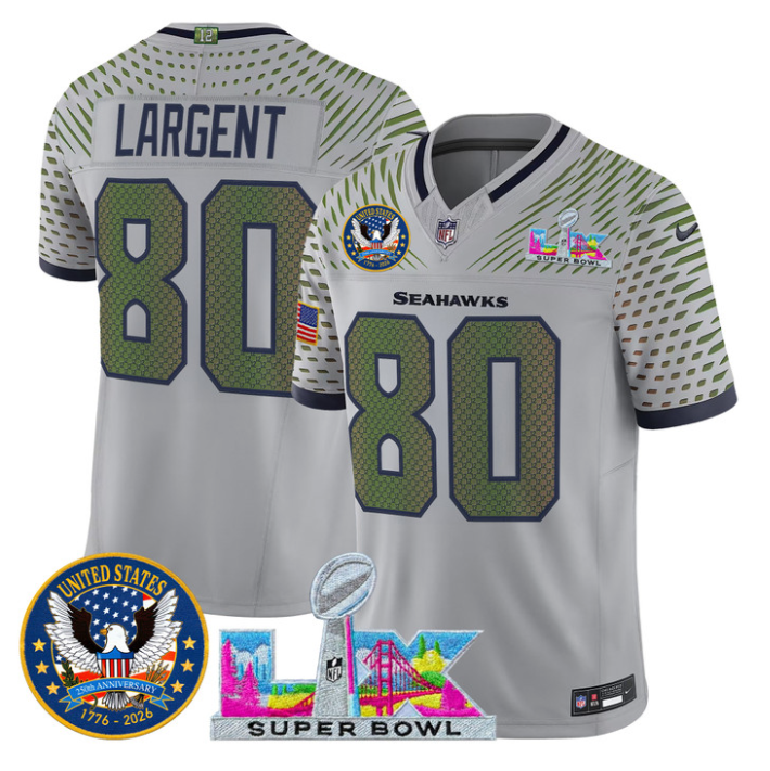 Steve Largent Jersey #80 Super Bowl LX United States 250th Patch Stitched
