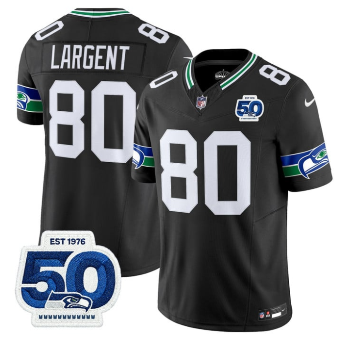 Steve Largent Jersey #80 Throwback 50th Anniversary Patch Stitched