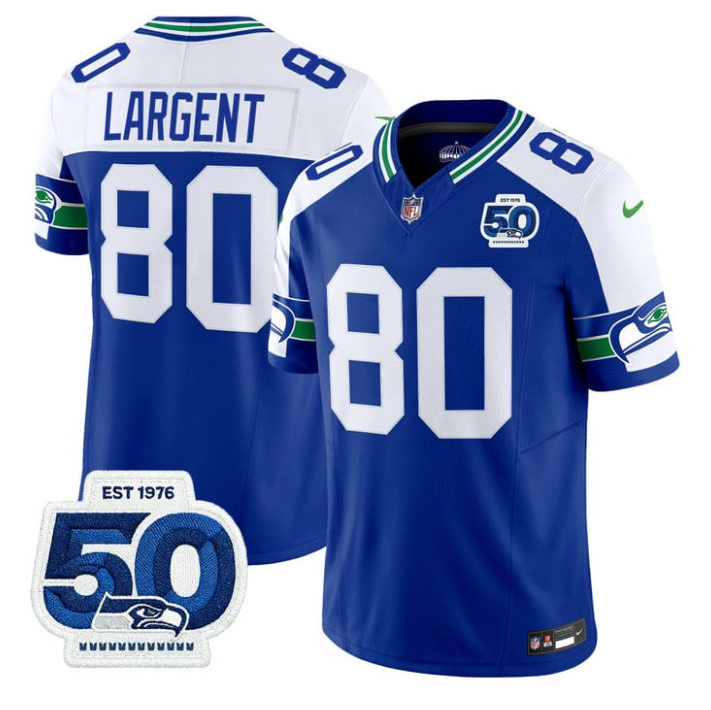 Steve Largent Jersey #80 Throwback 50th Anniversary Patch Stitched