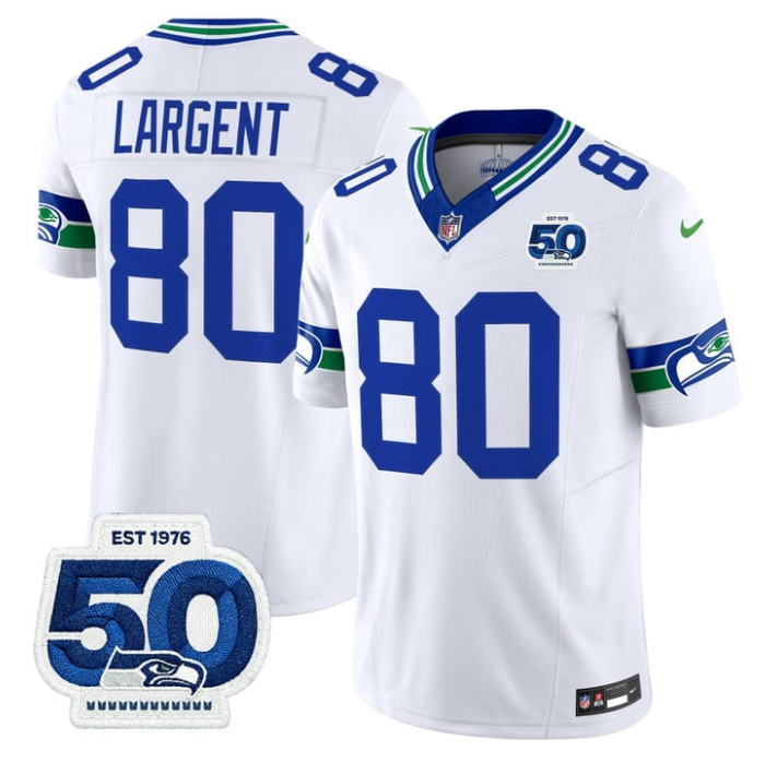 Steve Largent Jersey #80 Throwback 50th Anniversary Patch Stitched