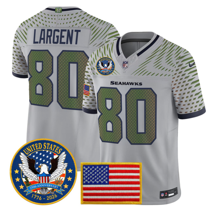 Steve Largent Jersey #80 United States 250th Anniversary Patch Stitched