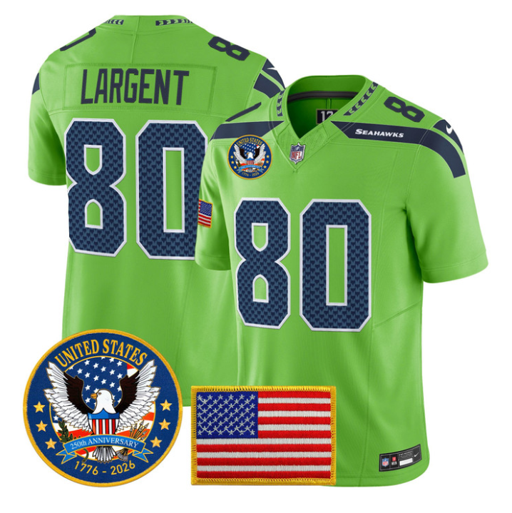 Steve Largent Jersey #80 United States 250th Anniversary Patch Stitched