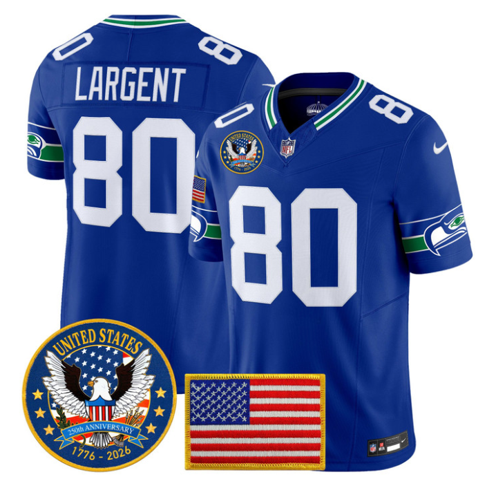 Steve Largent Jersey #80 United States 250th Anniversary Patch Stitched