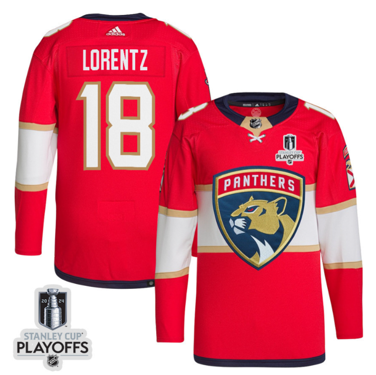 Steven Lorentz 18 Florida Panthers 2024 NHL Playoffs Patch Home Jersey - Men, Red