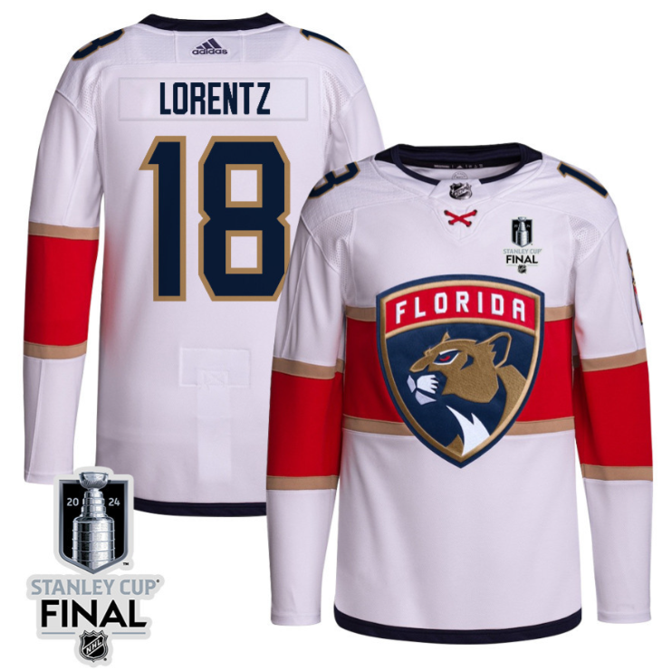 Steven Lorentz 18 Florida Panthers 2024 STANLEY CUP Final Away Breakaway Jersey Men, White