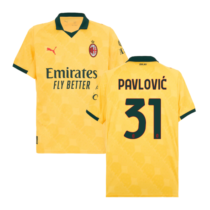 Strahinja Pavlovic #31 AC Milan 2025-26 Third Men Jersey – Yellow