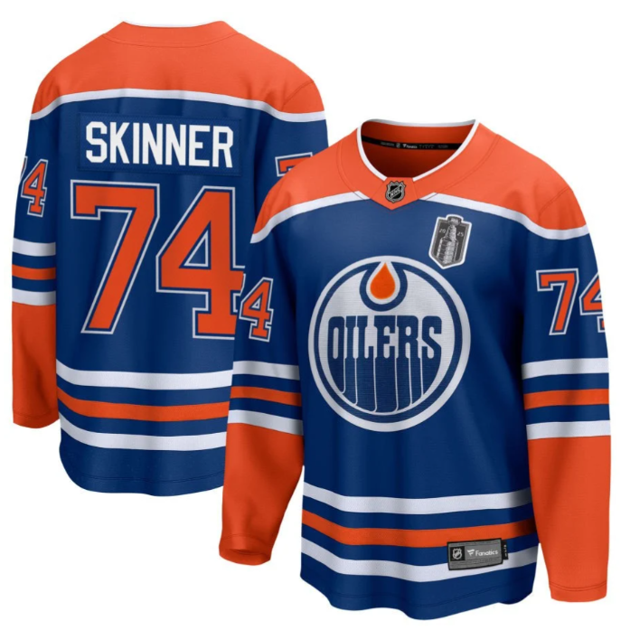 Stuart Skinner 74 Edmonton Oilers 2025 Stanley Cup Final Home Breakaway Men Jersey - Royal