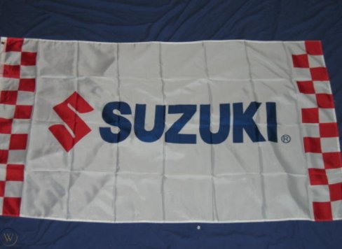 Suzuki Racing Flag White Red 3X5 Ft Polyester Banner USA 90x150cm