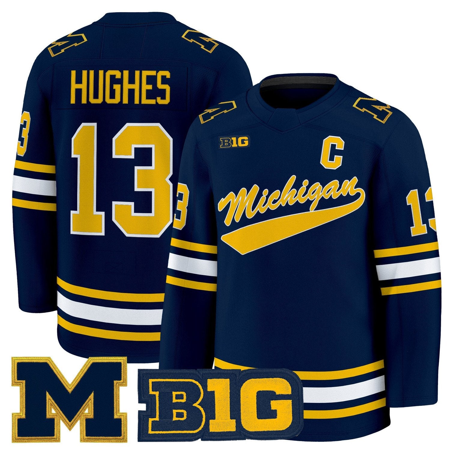 T.J. Hughes Jersey #13 Michigan Wolverines 2025-26 Premium All Stitched