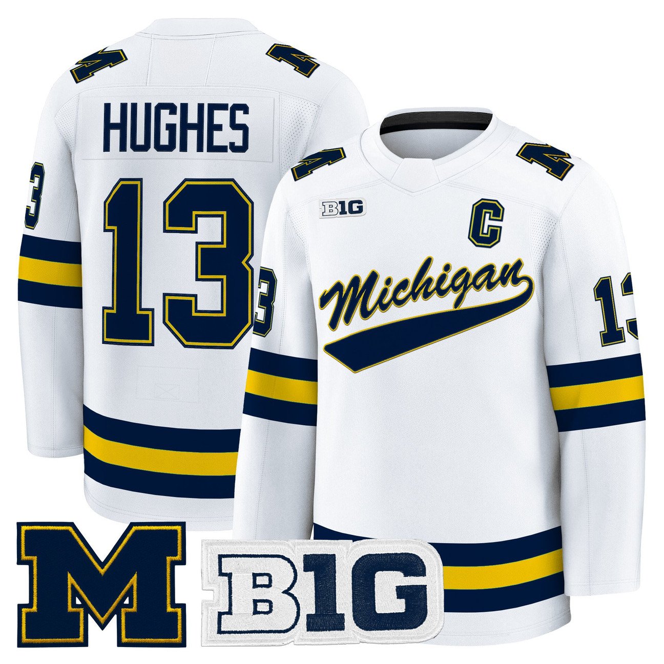 T.J. Hughes Jersey #13 Michigan Wolverines 2025-26 Premium All Stitched